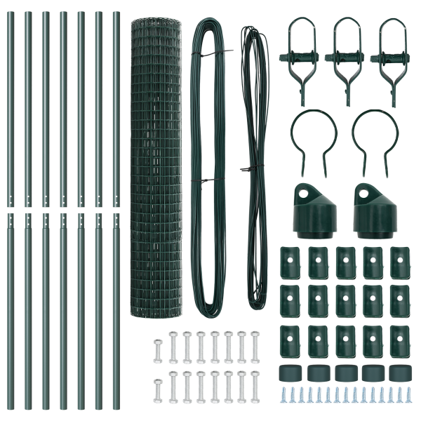 Cerca Euro  con 7 postes 1.6x10 m de Acero Galvanizado Verde M 5