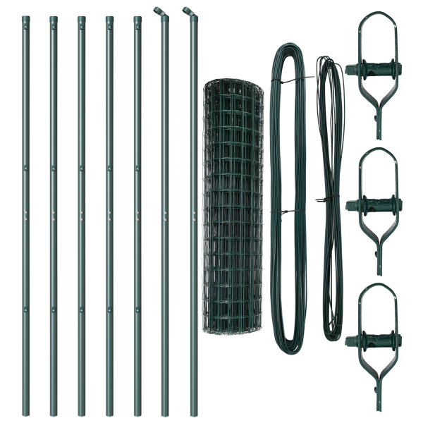 Cerca Euro  con 7 Postes 1.2x10 m Acero Galvanizado Verde M 4