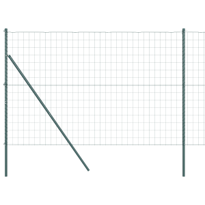 Cerca Euro  con 7 postes 1.5x10 m Acero Galvanizado Verde H