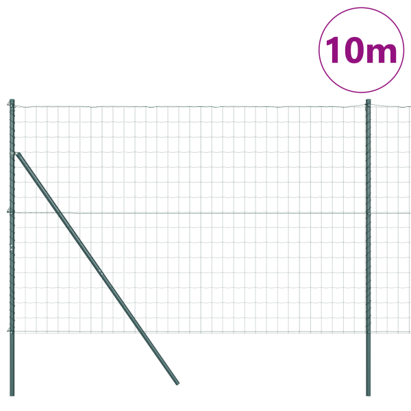 Cerca Euro com 7 Postes 1.6x10 m Aço Galvanizado Verde M 3