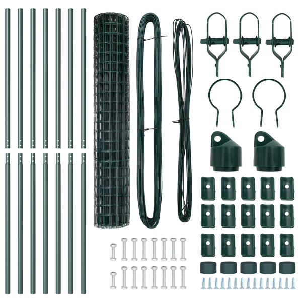 Cerca Euro de  con 7 postes 1.6x10 m de acero galvanizado verde M 5