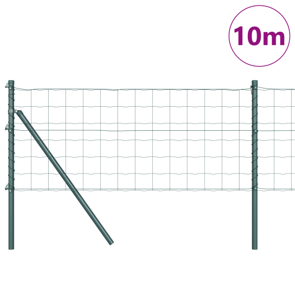 Cerca Euro de  con 7 Postes 0.4x10 m Acero Galvanizado Verde M 3