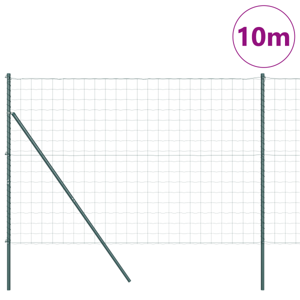 Valla Europea de  con 7 Postes 1.6x10 m Acero Galvanizado Verde M 3