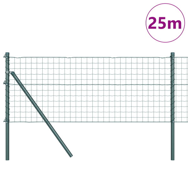 Euro Fence con 13 Poste 0.6x25 m Acero Galvanizado Verde M 3