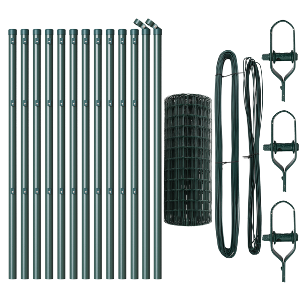 Euro Fence con 13 Poste 0.6x25 m Acero Galvanizado Verde M 4