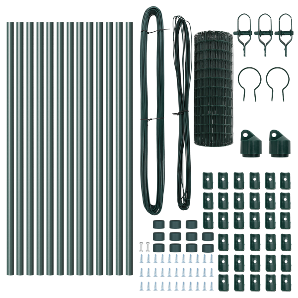 Euro Fence con 13 Poste 0.6x25 m Acero Galvanizado Verde M 5