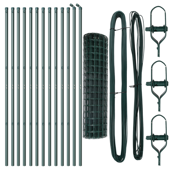 Cerca Euro de  con 13 postes 1.2x25 m de acero galvanizado verde M 4