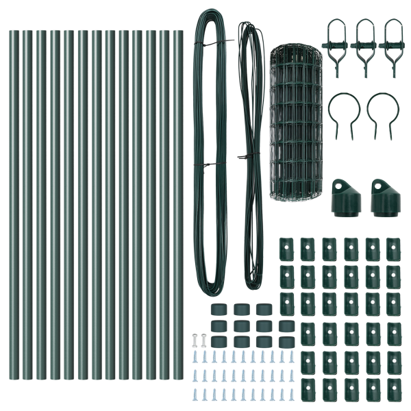 Euro Fence con 13 postes 0.4x25 m de acero galvanizado verde M 5