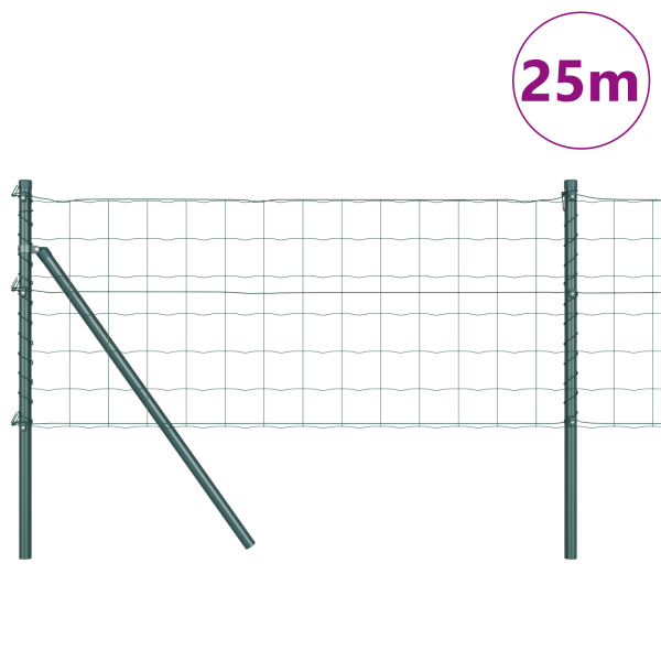 Cerca Euro  con 13 postes 0.4x25 m Acero Galvanizado Verde M 3