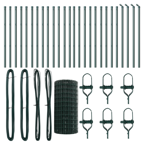 Cerca Euro com 13 Posts 0.4x50 m Aço Galvanizado Verde M 4