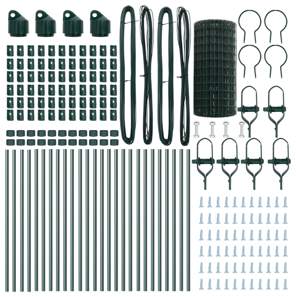 Cerca Euro de  con 13 Postes 0.4x50 m de Acero Galvanizado Verde M 5