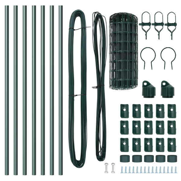 Euro Fence con 7 Postes 0.6x10 m de Acero Galvanizado Verde M 5