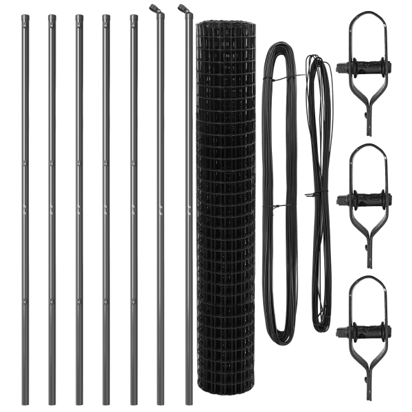 Cerca Euro de  con 7 postes 1.5x10 m de acero galvanizado gris M 4