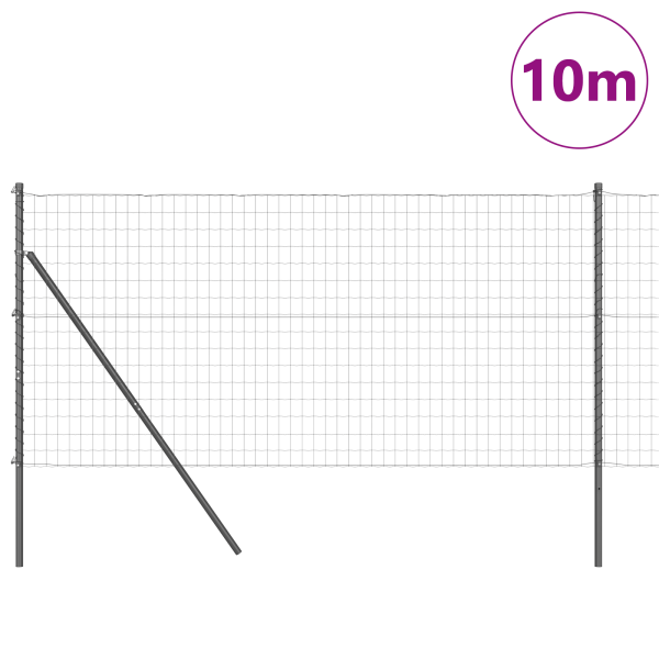 Cerca Euro com 7 Postes 1x10 m Aço Galvanizado Cinza M 3