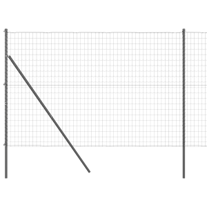 Cerca Euro com 7 Postes 1.6x10 m Aço Galvanizado Cinza H