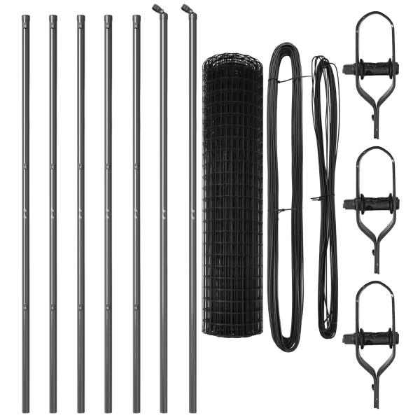 Cerca Euro  con 7 Postes 1x10 m de Acero Galvanizado Gris M 4