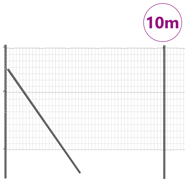 Cerca Euro  con 7 Postes 1.5x10 m Acero Galvanizado Gris M 3