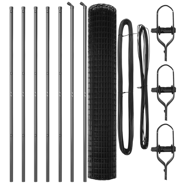 Cerca Euro  con 7 Postes 1.5x10 m Acero Galvanizado Gris M 4