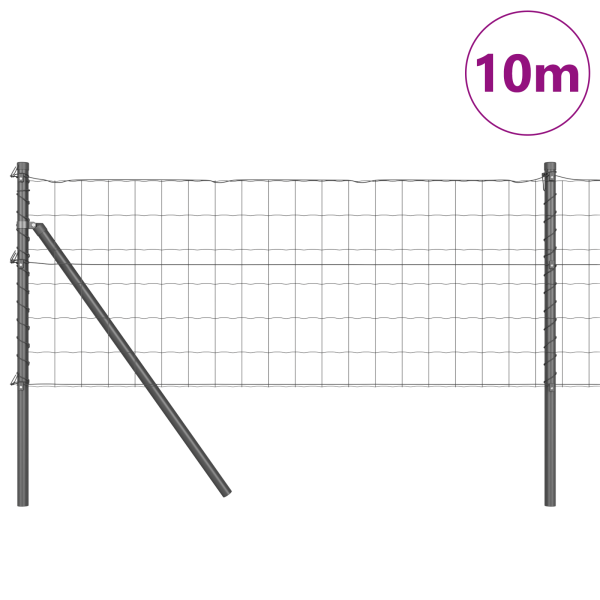 Cerca Euro de  con 7 Postes 0.4x10 m Acero Galvanizado Gris M 3