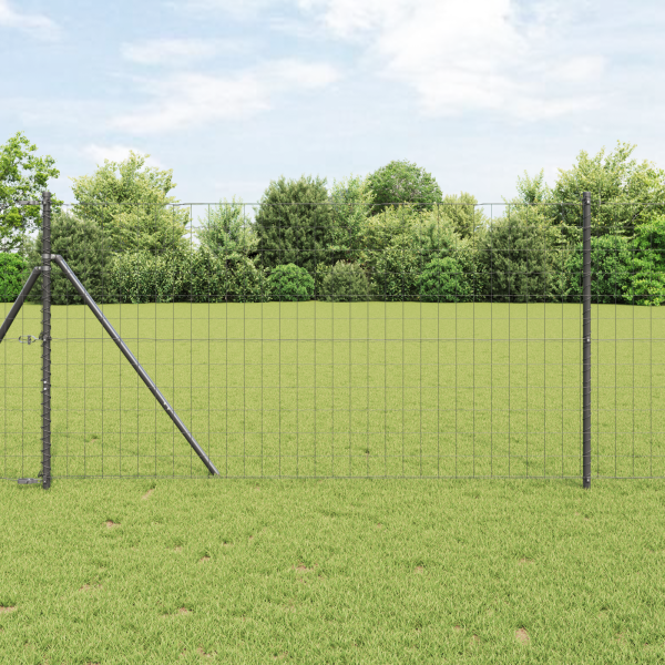 Euro Fence con 7 Postes 1.4x10 m Acero Galvanizado Gris D