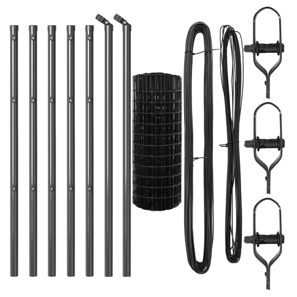 Cerca Euro com 7 Posts 0.6x10 m Aço Galvanizado Cinza M 4