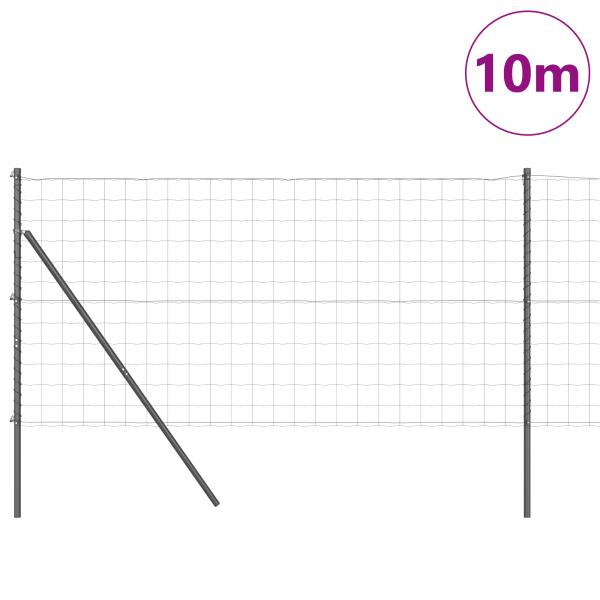 Cerca Euro com 7 Postes 1.2x10 m Aço Galvanizado Cinza M 3