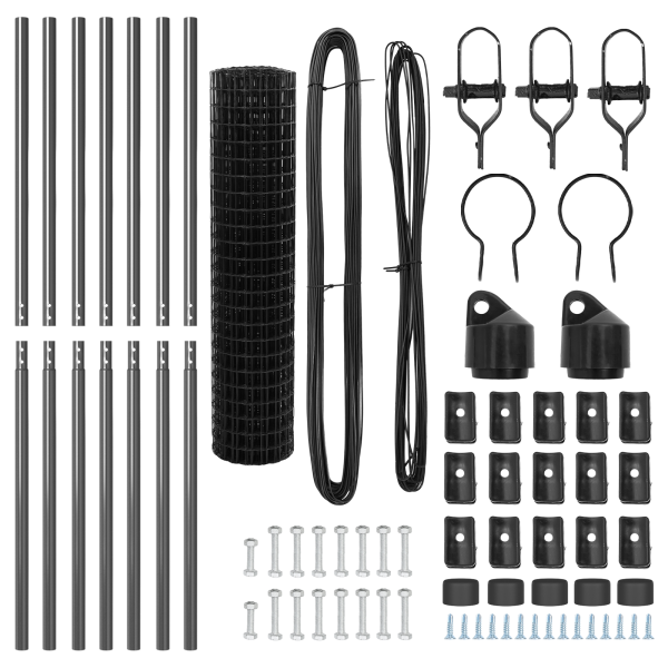 Euro Fence con 7 postes 1.4x10 m de acero galvanizado gris M 5