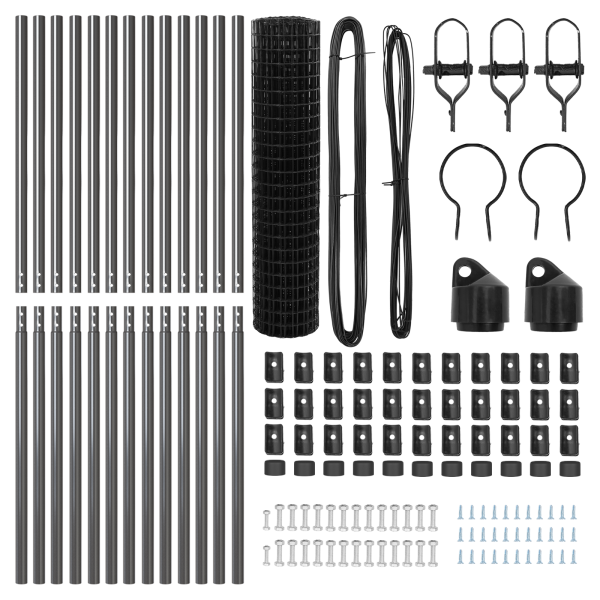 Cerca Euro de  con 13 postes 1x25 m Acero galvanizado gris M 5