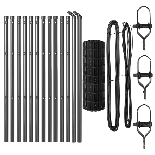 Cerca Euro  con 13 Postes 0.6x25 m de Acero Galvanizado Gris M 4