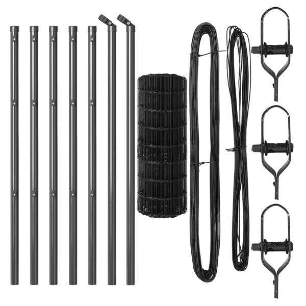 Euro Fence con 13 postes de 0.4x25 m de acero galvanizado gris M 4