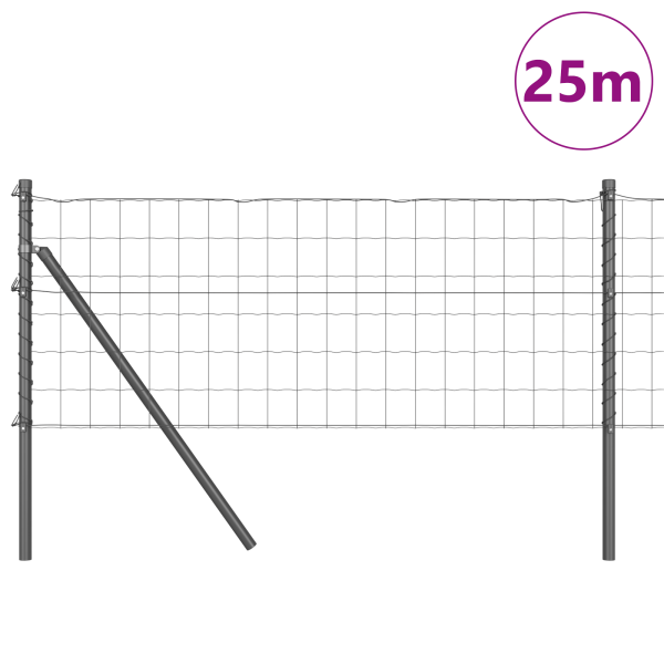 Valla Euro con 13 postes 0.6x25 m de acero galvanizado gris M 3
