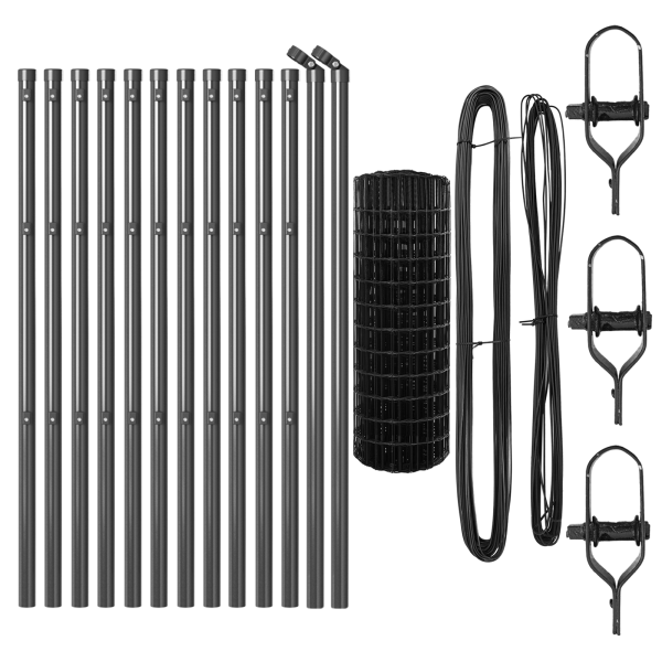 Cerca Euro de  con 13 postes 0.6x25 m de acero galvanizado gris M 4
