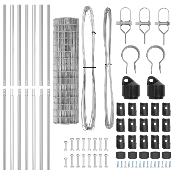 Valla Euro con 7 Poste 1.2x10 m Acero Galvanizado M 5
