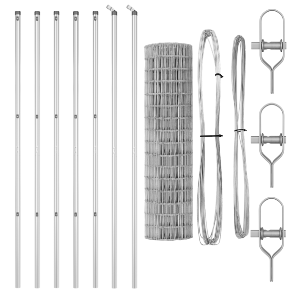 Cerca Euro  con 7 Postes 1.4x10 m Acero Galvanizado M 4