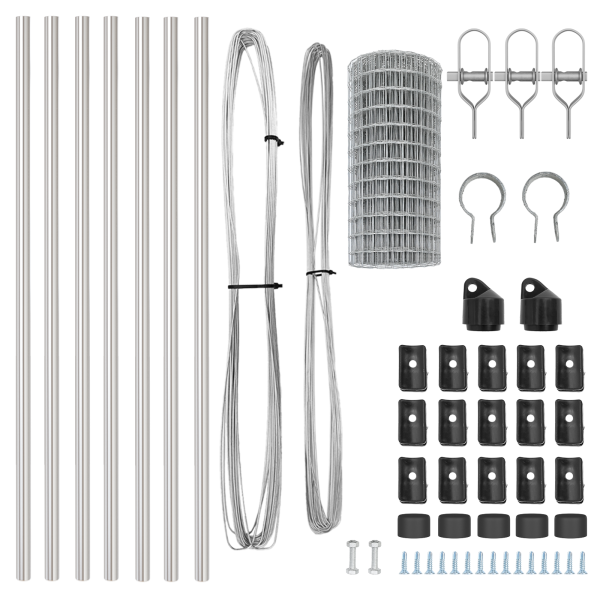 Cerca Euro con 7 postes 0.8x10 m Acero Galvanizado M 5