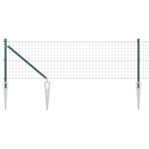 Euro Fence con 7 postes de picos 0.4x10 m de acero galvanizado verde H