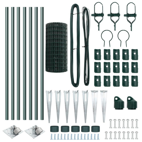 Euro Fence con 7 postes de picos 0.4x10 m de acero galvanizado verde M 5