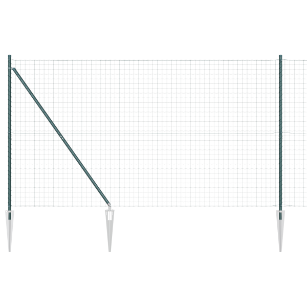 Cerca Euro com 7 Postes Espigados 1.6x10 m Aço Galvanizado Verde M 2