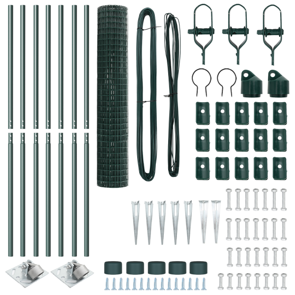 Cerca  Euro con 7 Poste de Púas 1.6x10 m Acero Galvanizado Verde M 5