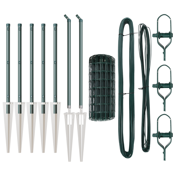 Cerca Euro de  con 7 postes de picos 0.4x10 m de acero galvanizado verde M 4