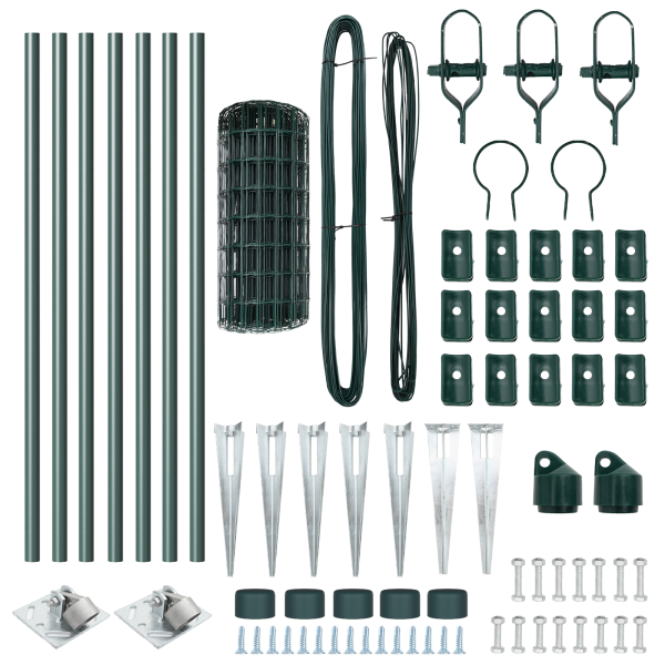 Cerca Euro de  con 7 postes de picos 0.4x10 m de acero galvanizado verde M 5