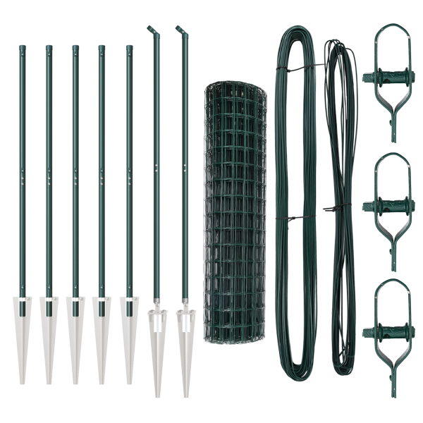 Cerca Euro  con 7 Postes con Punta 1x10 m Acero Galvanizado Verde M 4