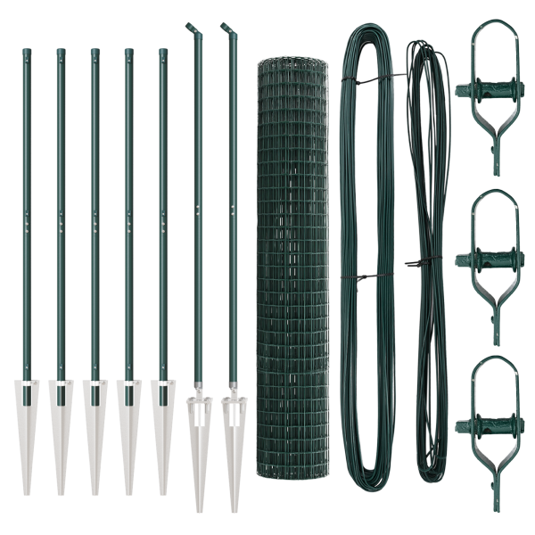 Cerca Euro  con 7 Postes con Pica 1.6x10 m de Acero Galvanizado Verde M 4