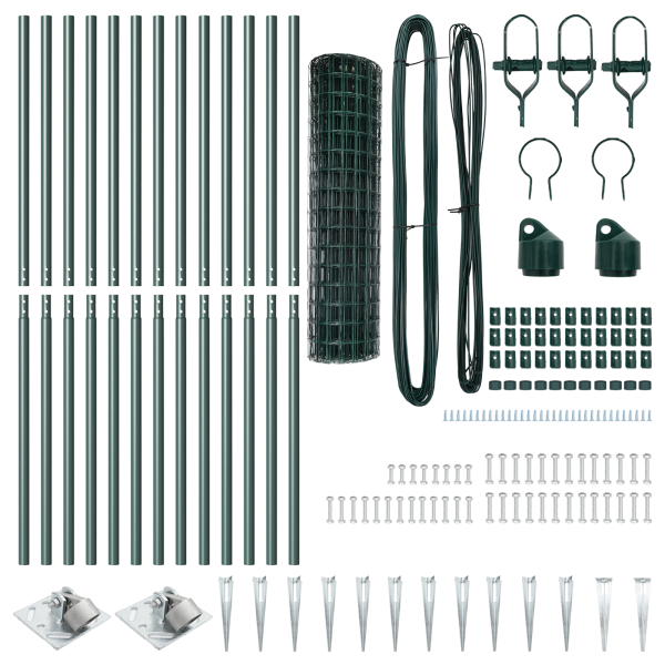 Cerca Euro de  con 13 postes de espiga 1.2x25m de acero galvanizado verde M 5