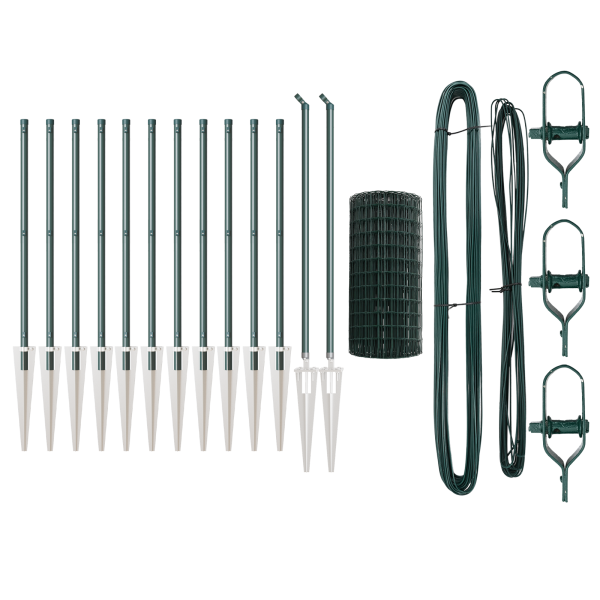 Cerca Europeia com 13 Postes de Espeto 0.6x25 m Aço Galvanizado Verde M 4