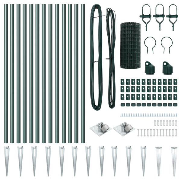 Cerca Euro Set de 2 Verde Acero recubierto de plástico Grande M 5