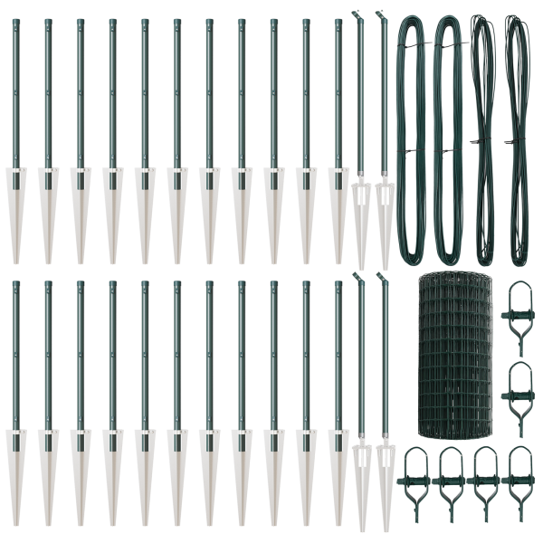 Cerca Euro  con 13 postes de espiga 0.6x50 m Acero Galvanizado Verde M 4