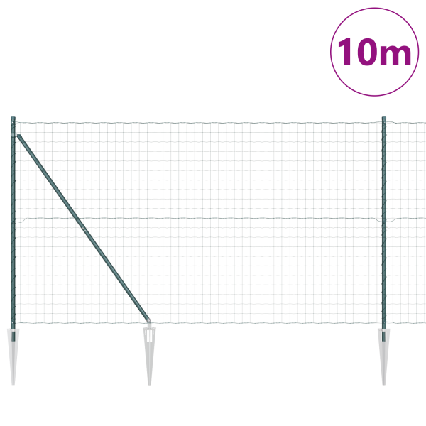 Cerca Euro com 7 Postes 1.5x10 m Aço Galvanizado Verde M 3