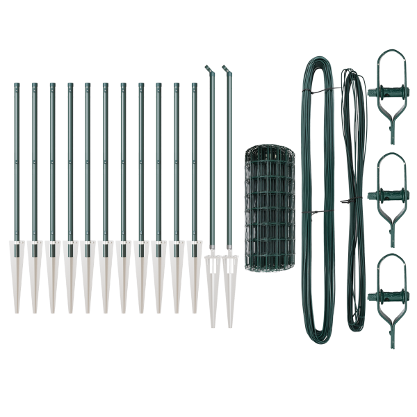 Cerca Euro con 13 Postes de Púa 0.4x25 m Acero Galvanizado Verde M 4