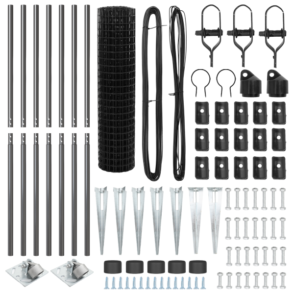 Cerca Euro com 7 Posts de Espeto 1.4x10 m Aço Galvanizado Cinza M 5